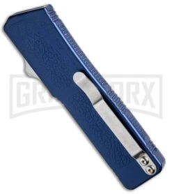 Lightning Blue D/A OTF Automatic Knife - Satin Plain -Grindworx lightning plain blue satin side large