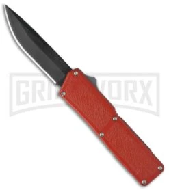 Lightning Red D/A OTF Automatic Knife - Black Plain