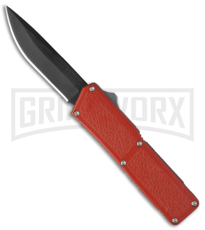 Lightning Red D/A OTF Automatic Knife - Black Plain 3 Lightning Red D/A OTF Automatic Knife - Black Plain