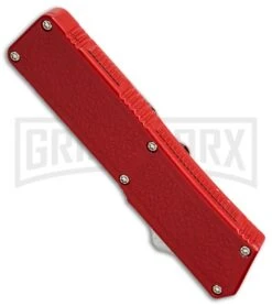 Lightning Red D/A OTF Automatic Knife - Dagger Satin Plain -Grindworx lightning red satin dagger plain bottom cm large