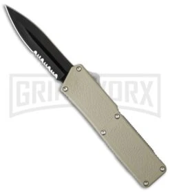 Lightning Tan D/A OTF Automatic Knife - Black Dagger Serr