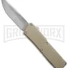 Lightning Tan D/A OTF Automatic Knife - Satin Plain -Grindworx lightning tan plain blade large