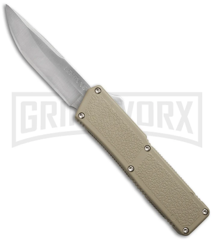 Lightning Tan D/A OTF Automatic Knife - Satin Plain 3 Lightning Tan D/A OTF Automatic Knife - Satin Plain