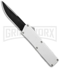 Lightning White D/A OTF Automatic Knife - Black Plain