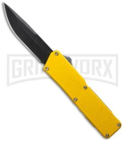 Lightning Yellow D/A OTF Automatic Knife - Black Plain