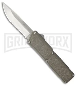 Grindworx 6 Lightning Grey D/A OTF Automatic Knife - Satin Serr
