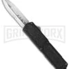 Titan Black D/A OTF Automatic Knife - Dagger Satin Serr -Grindworx titan blk sil ser cm large