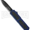 Titan Blue D/A OTF Automatic Knife - Dagger Black Serrated