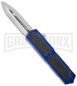 Titan Blue D/A OTF Automatic Knife - Dagger Satin Plain