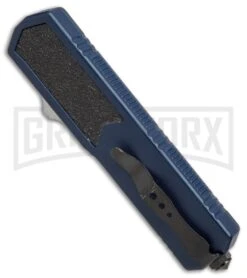 Titan Blue D/A OTF Automatic Knife - Tanto Black Serr -Grindworx titan blue tanto BP er side large
