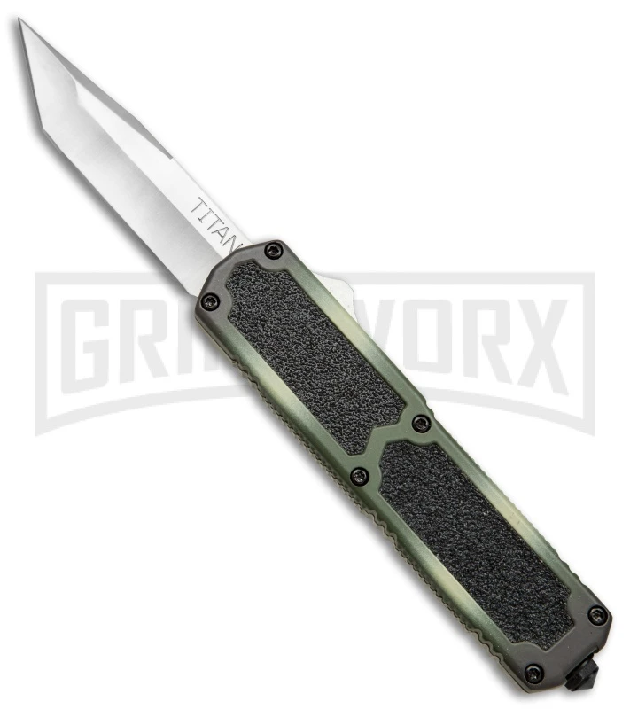 Titan Camo D/A OTF Automatic Knife - Tanto Satin Plain 3 Titan Camo D/A OTF Automatic Knife - Tanto Satin Plain