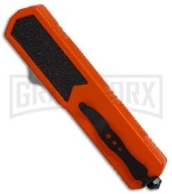 Titan Orange D/A OTF Automatic Knife - Tanto Black Serr -Grindworx titan orange tanto black serr BP 18429 er side large