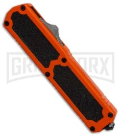 Titan Orange D/A OTF Automatic Knife - Tanto Black Serr -Grindworx titan orange tanto black serr BP 18429 er spine large