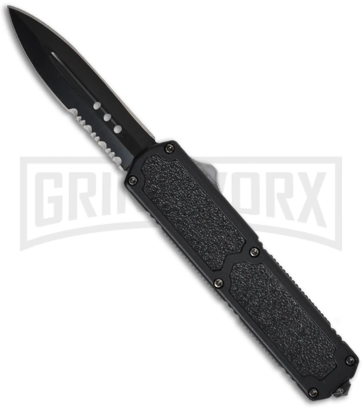Titan Black D/A OTF Automatic Knife - Dagger Black Serr 3 Titan Black D/A OTF Automatic Knife - Dagger Black Serr